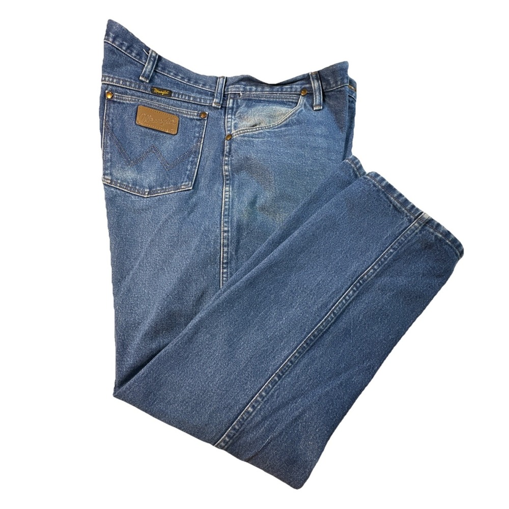 Wrangler 13MWZPW Cowboy Cut Jeans 40x30 Blue Medium Wash Straight Leg Denim - Picture 2 of 6